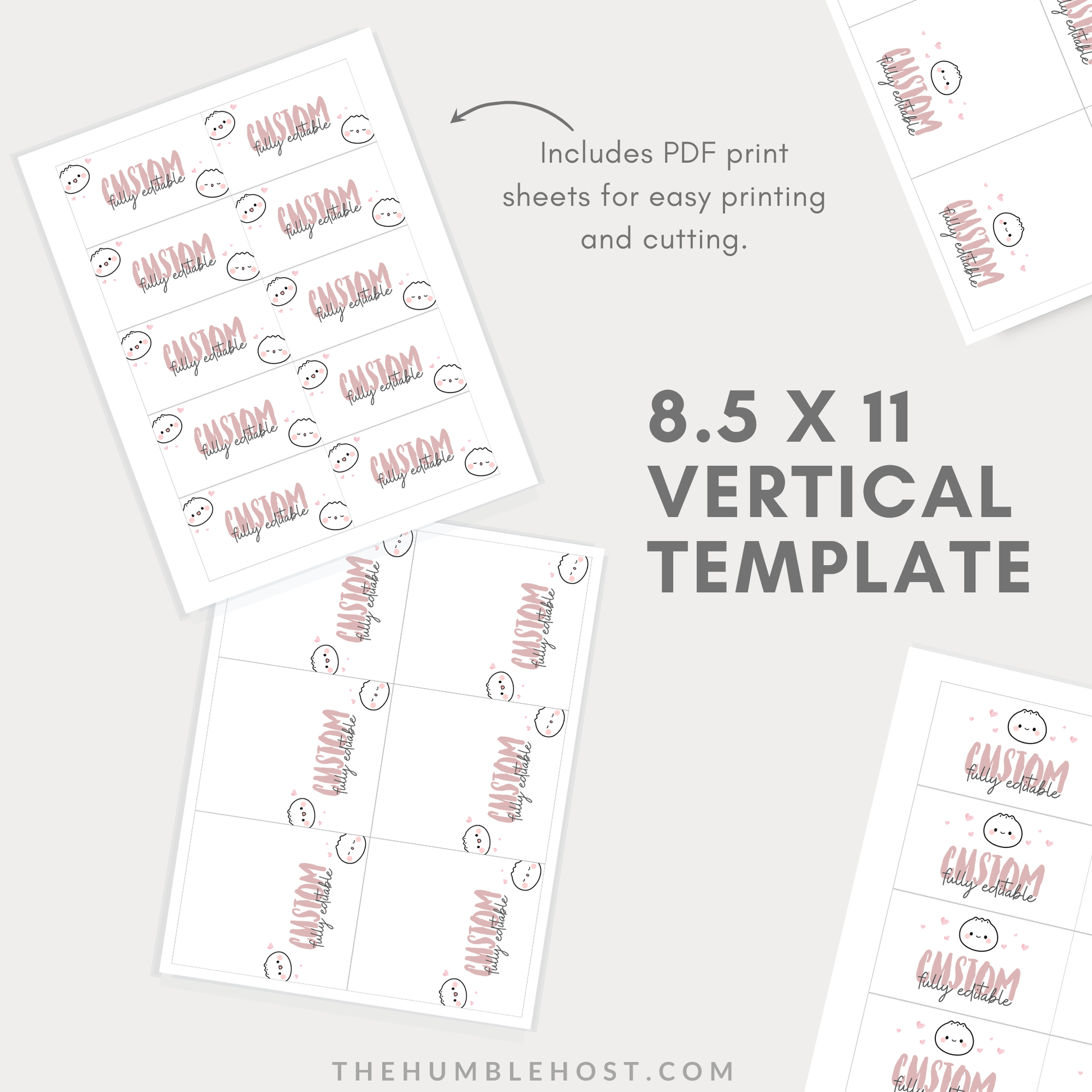 Cute Dumpling Table Cards, Dim Sum Place Cards, Bao Name Cards, Printable Buffet Cards, Editable Template, Little Dumpling Baby Shower Set, escort cards, food cards, diy party decor, bao dumpling shower, cute dumpling, little dumpling, dim sum kawaii