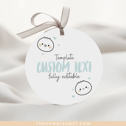 Cute Dumpling Sticker Tags, Printable Little Dumpling Tags, Bao Thank You Tags, Dim Sum Favor Editable Template, Printable Baby Shower, diy party decor, diy party favors, editable tags, thank you stickers, printable stickers, kawaii, dumpling theme