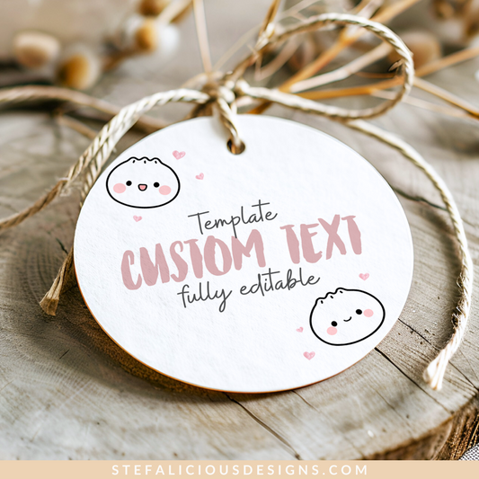 Cute Dumpling Sticker Tags, Printable Little Dumpling Tags, Bao Thank You Tags, Dim Sum Favor Editable Template, Printable Baby Shower, diy party decor, diy party favors, editable tags, thank you stickers, printable stickers, kawaii, dumpling theme