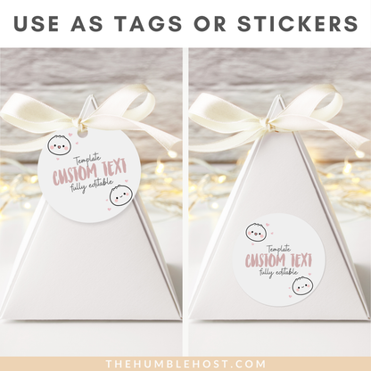 Cute Dumpling Sticker Tags, Printable Little Dumpling Tags, Bao Thank You Tags, Dim Sum Favor Editable Template, Printable Baby Shower, diy party decor, diy party favors, editable tags, thank you stickers, printable stickers, kawaii, dumpling theme
