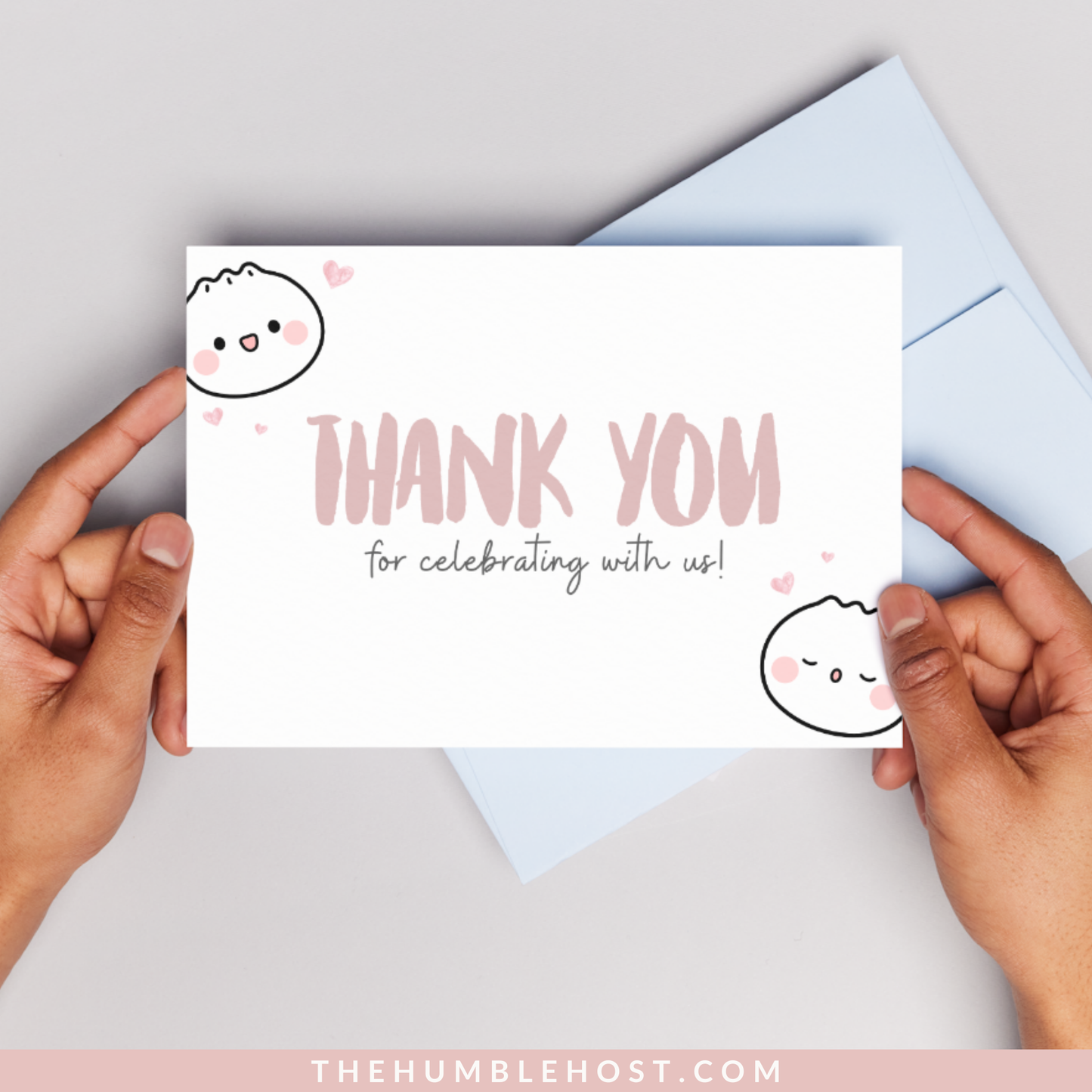 Cute Dumpling Thank You Cards, Dim Sum, Bao Editable Thank You Card, Printable Party Little Dumpling Baby Shower Set, Kawaii, Editable Template, editable shower, diy party decor, card template, printable thank you, party favors, printable favor card