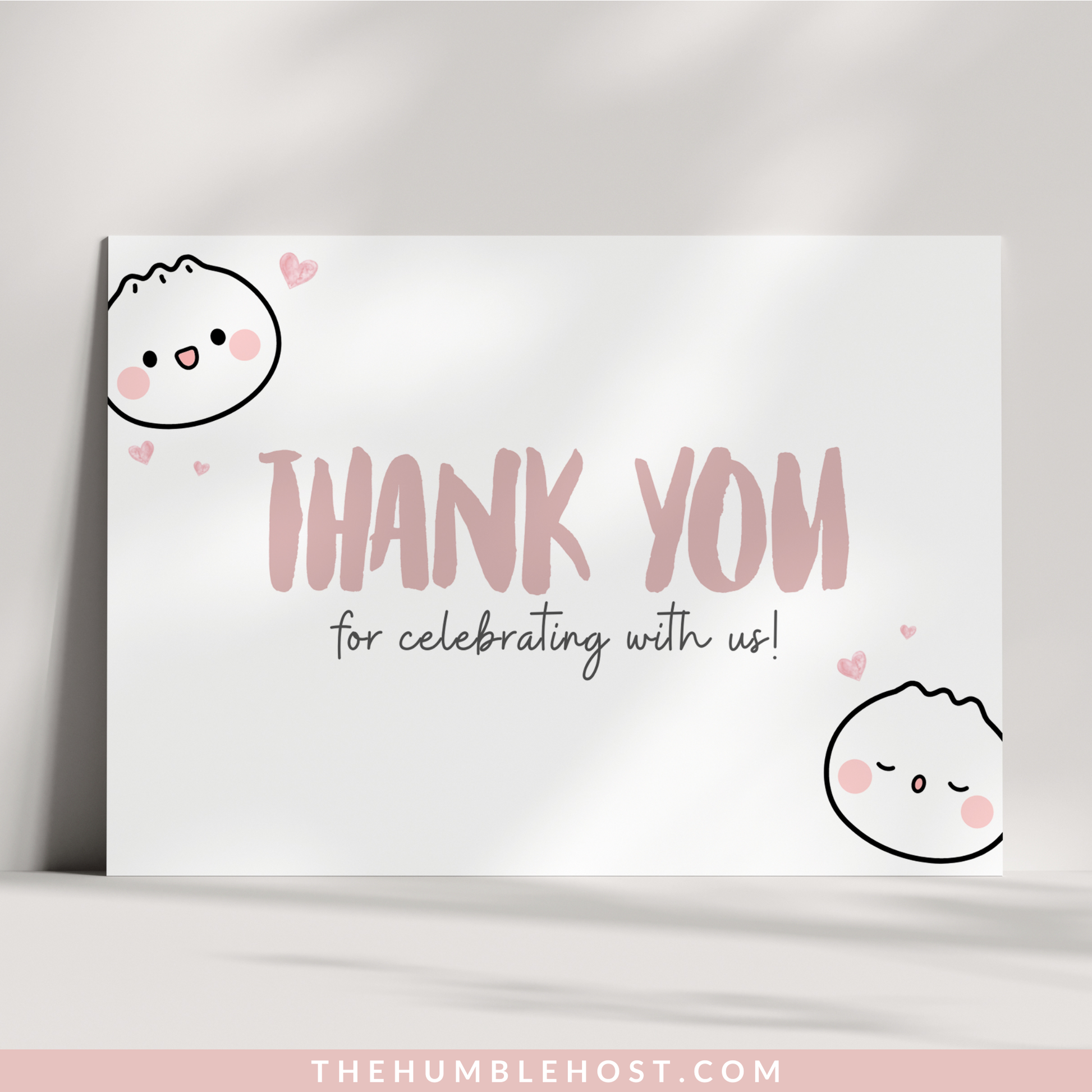 Cute Dumpling Thank You Cards, Dim Sum, Bao Editable Thank You Card, Printable Party Little Dumpling Baby Shower Set, Kawaii, Editable Template, editable shower, diy party decor, card template, printable thank you, party favors, printable favor card