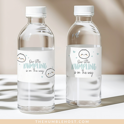 Cute Dumpling Water Bottle Labels, Bao Dim Sum Party Editable Template, Little Dumpling Baby Shower, Custom Printable party Water Bottle Sticker, custom colors, custom party decor, cricut silhouette, diy label template, water wrapper sticker, kawaii