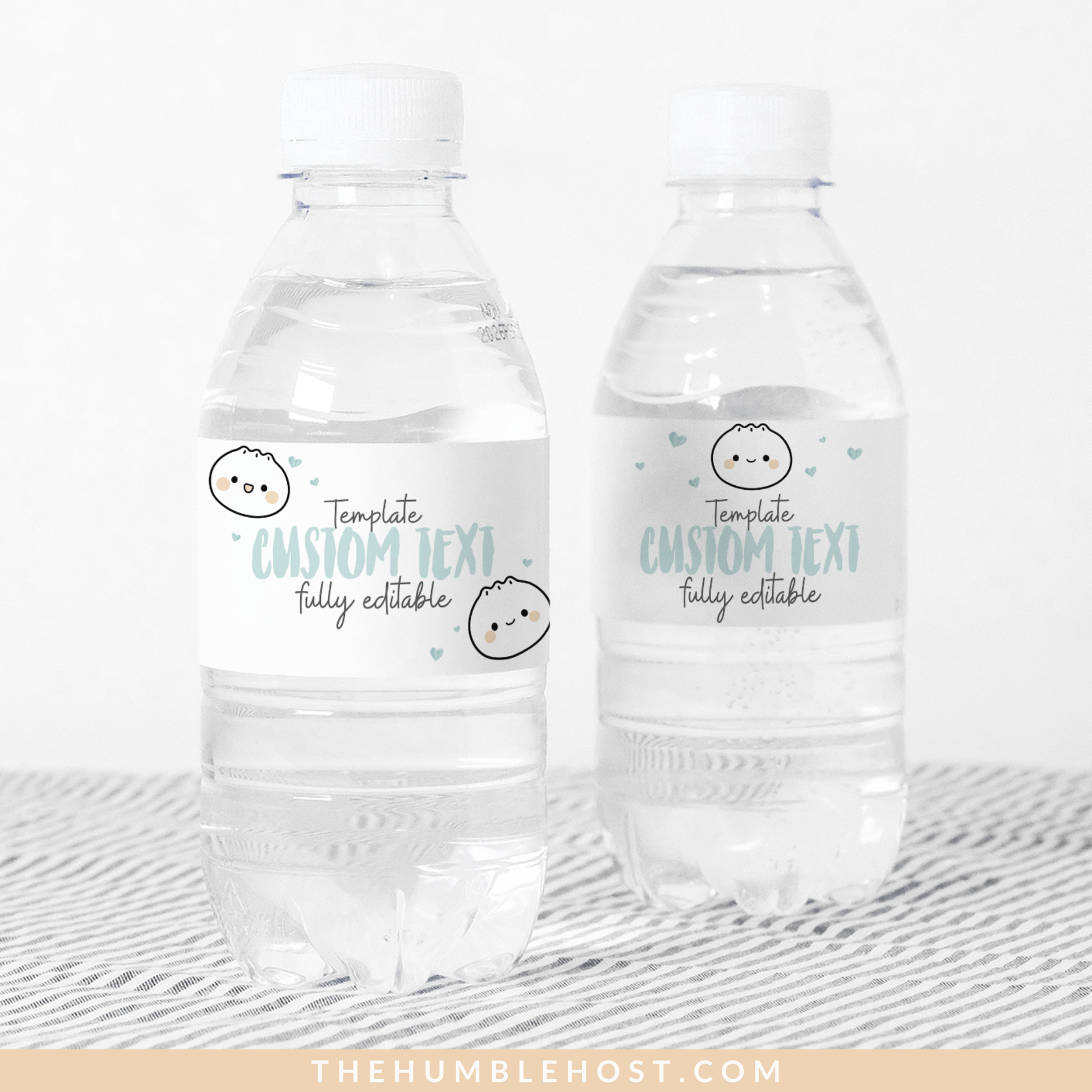 Cute Dumpling Water Bottle Labels, Bao Dim Sum Party Editable Template, Little Dumpling Baby Shower, Custom Printable party Water Bottle Sticker, custom colors, custom party decor, cricut silhouette, diy label template, water wrapper sticker, kawaii