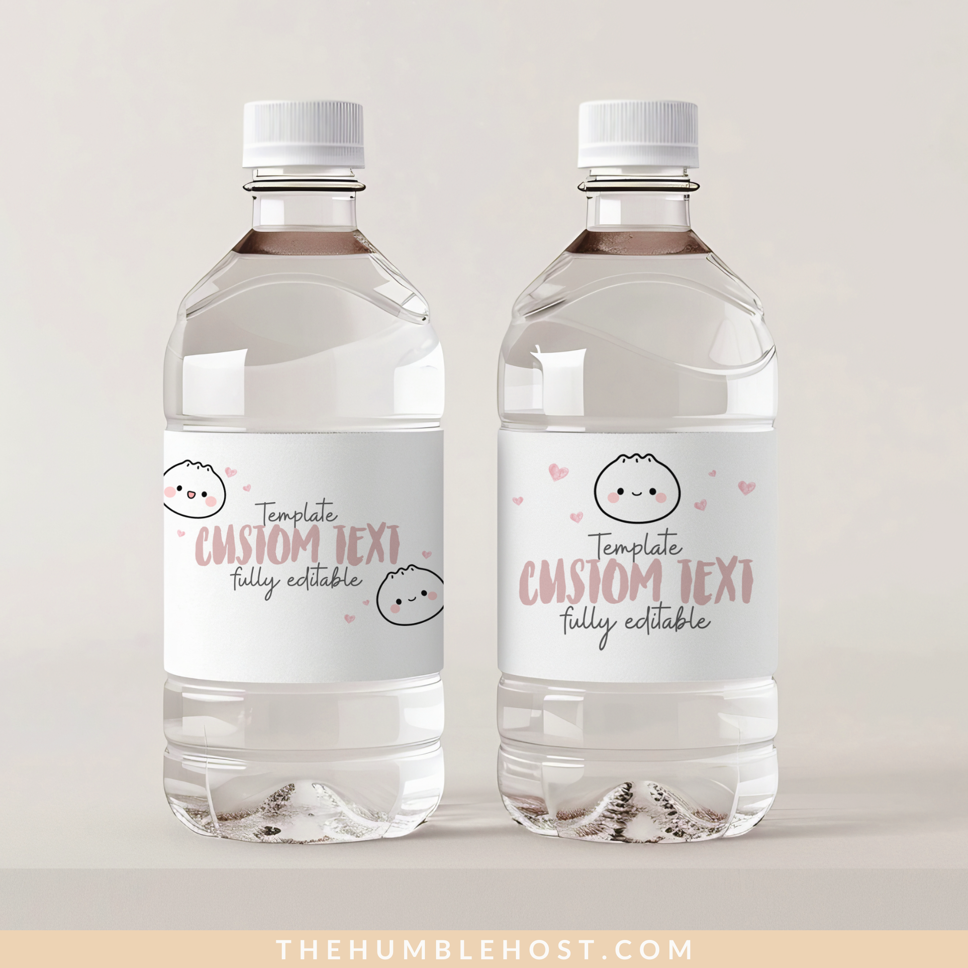 Cute Dumpling Water Bottle Labels, Bao Dim Sum Party Editable Template, Little Dumpling Baby Shower, Custom Printable party Water Bottle Sticker, custom colors, custom party decor, cricut silhouette, diy label template, water wrapper sticker, kawaii