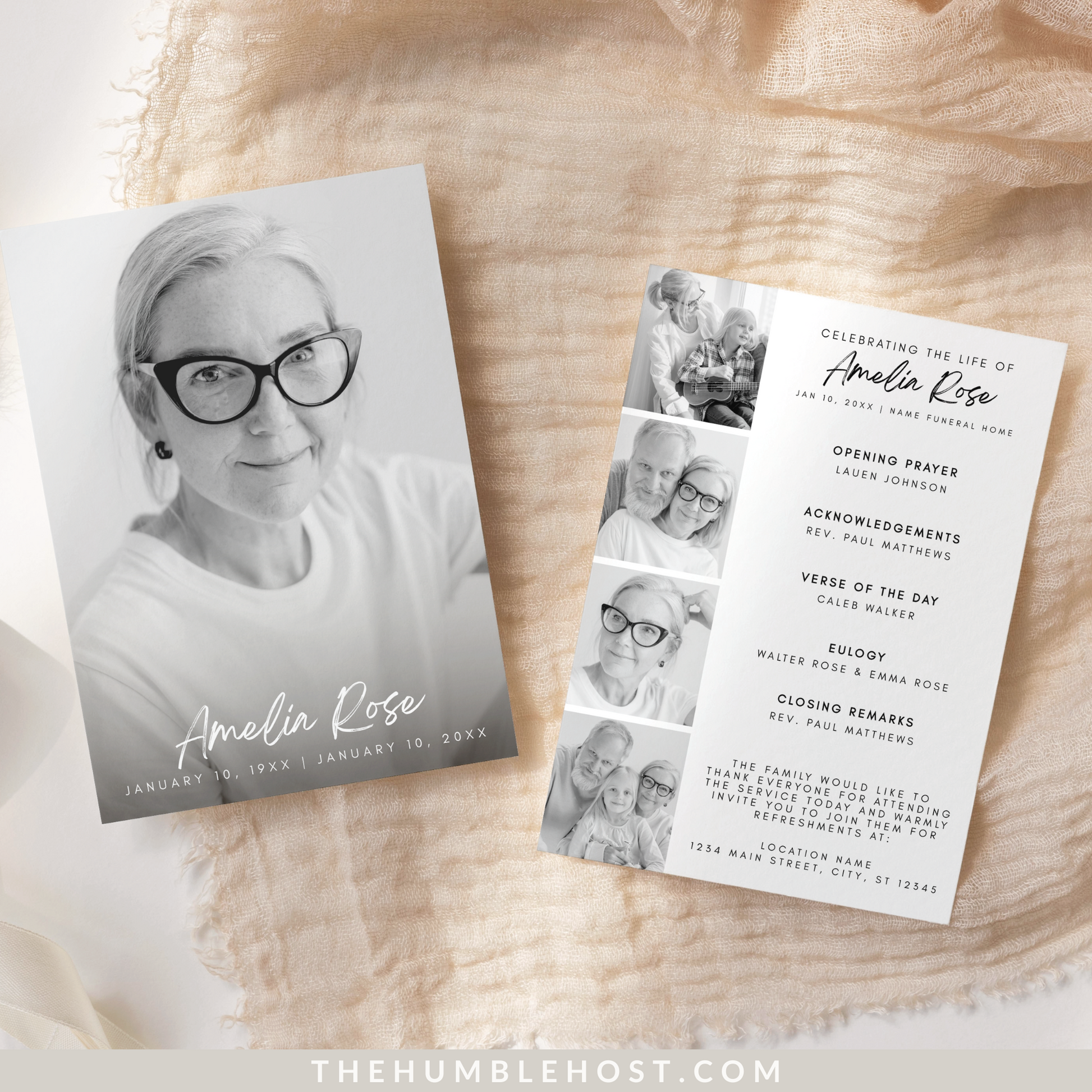 Funeral Program Template, Modern Minimalist Obituary Template for Funeral, Memorial Program, Funeral Program Announcement Editable Printable, ceremony program, funeral brochure, funeral cards, funeral guest book, funeral template, memorial program