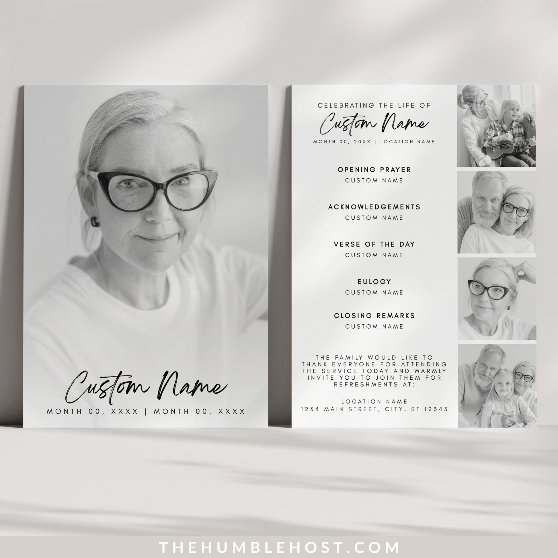 Funeral Program Template, Modern Minimalist Obituary Template for Funeral, Memorial Program, Funeral Program Announcement Editable Printable, ceremony program, funeral brochure, funeral cards, funeral guest book, funeral template, memorial program