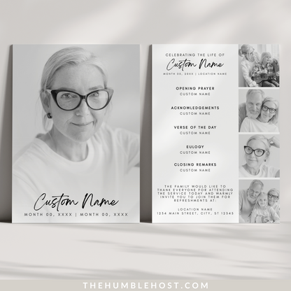 Funeral Program Template, Modern Minimalist Obituary Template for Funeral, Memorial Program, Funeral Program Announcement Editable Printable, ceremony program, funeral brochure, funeral cards, funeral guest book, funeral template, memorial program