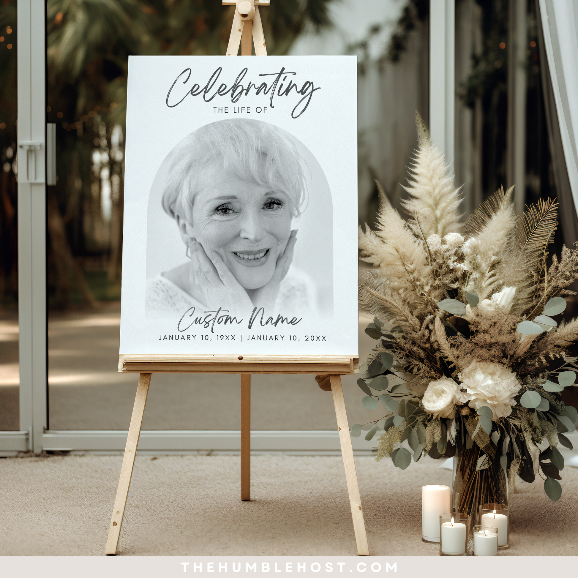 Funeral Memorial Sign, Celebration of Life Poster, In Loving Memory Sign, Funeral Welcome Sign, Memorial Sign, Editable Template, Printable, funeral sign, in loving memory, memorial welcome, minimalist funeral, modern minimalist, photo welcome sign