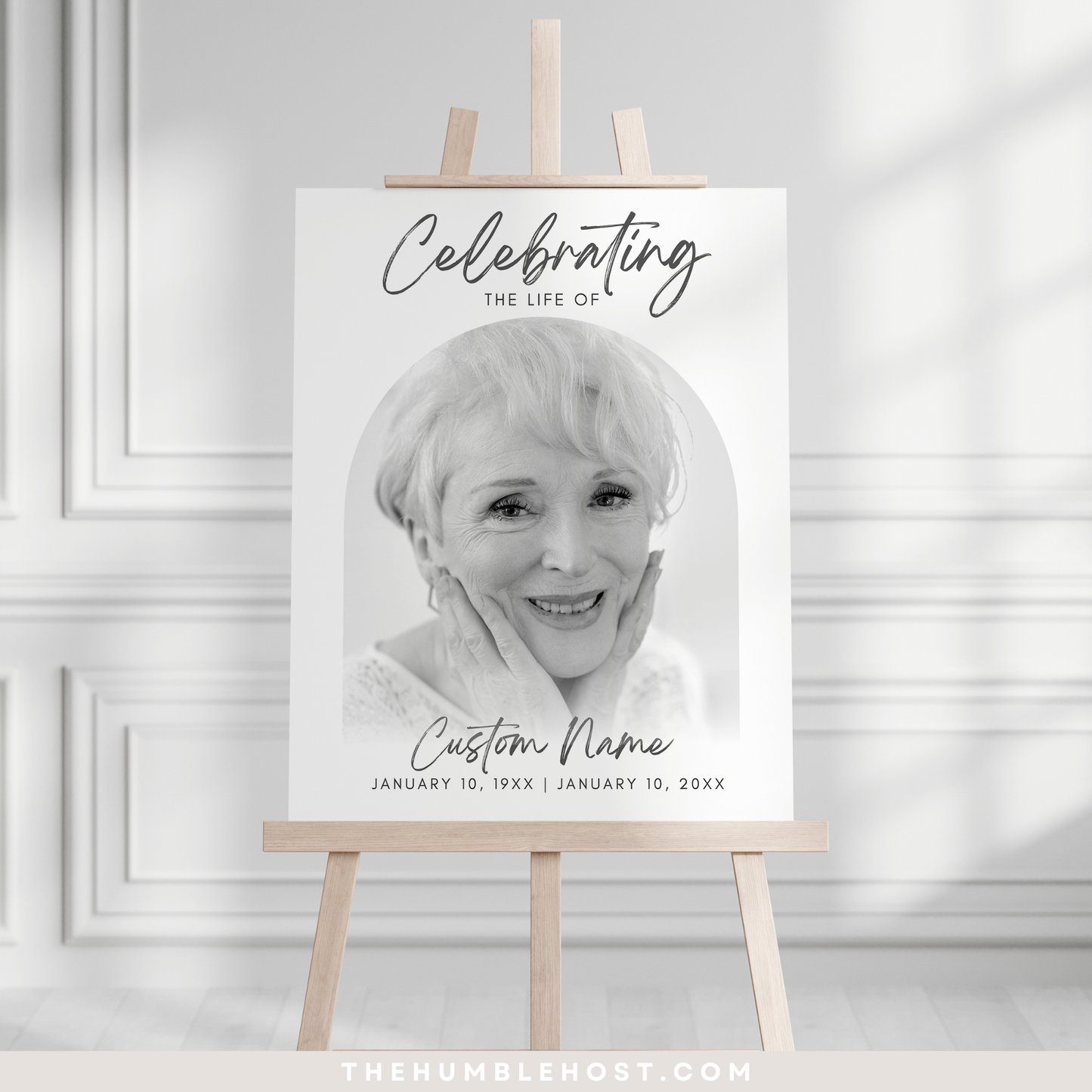 Funeral Memorial Sign, Celebration of Life Poster, In Loving Memory Sign, Funeral Welcome Sign, Memorial Sign, Editable Template, Printable, funeral sign, in loving memory, memorial welcome, minimalist funeral, modern minimalist, photo welcome sign