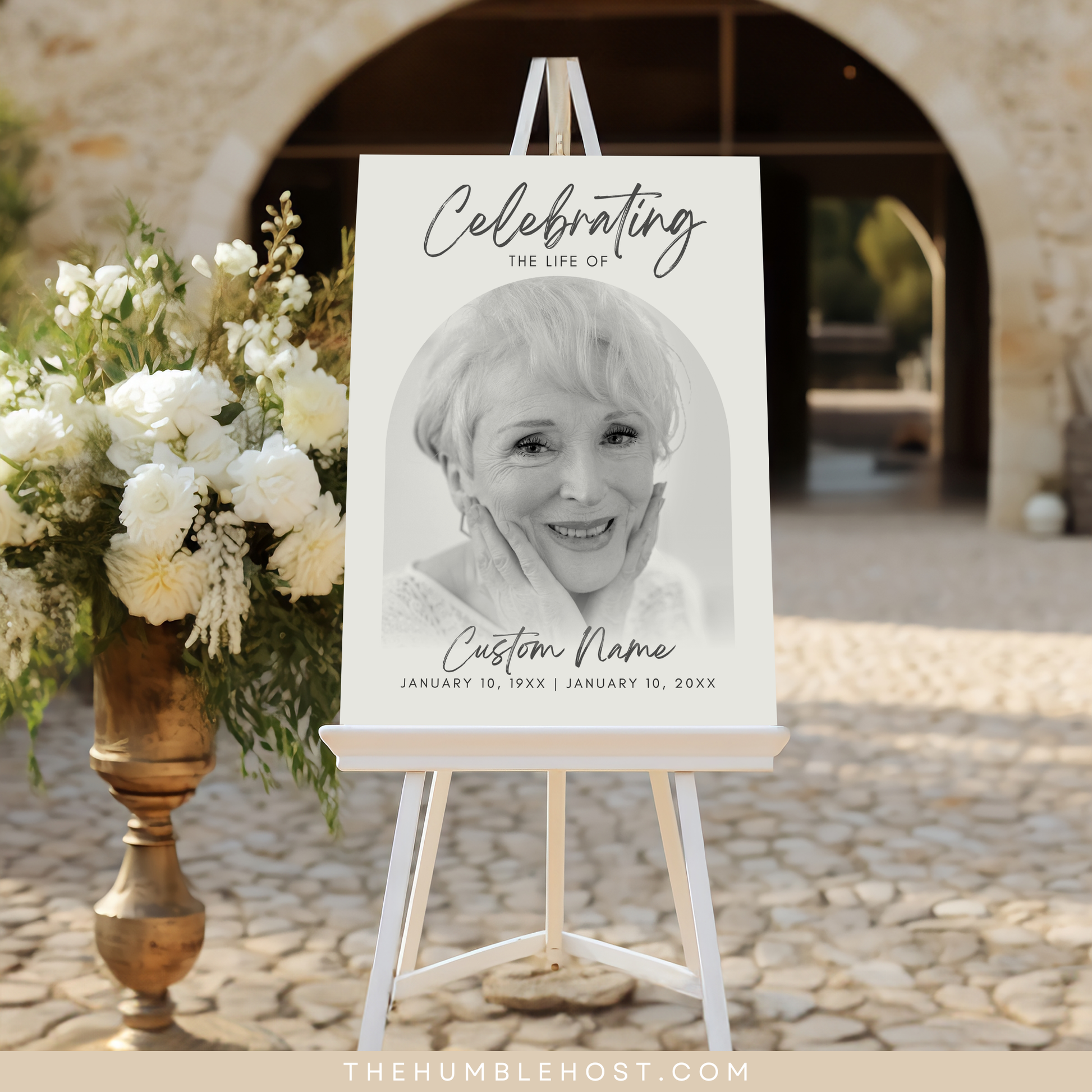 Funeral Memorial Sign, Celebration of Life Poster, In Loving Memory Sign, Funeral Welcome Sign, Memorial Sign, Editable Template, Printable, funeral sign, in loving memory, memorial welcome, minimalist funeral, modern minimalist, photo welcome sign