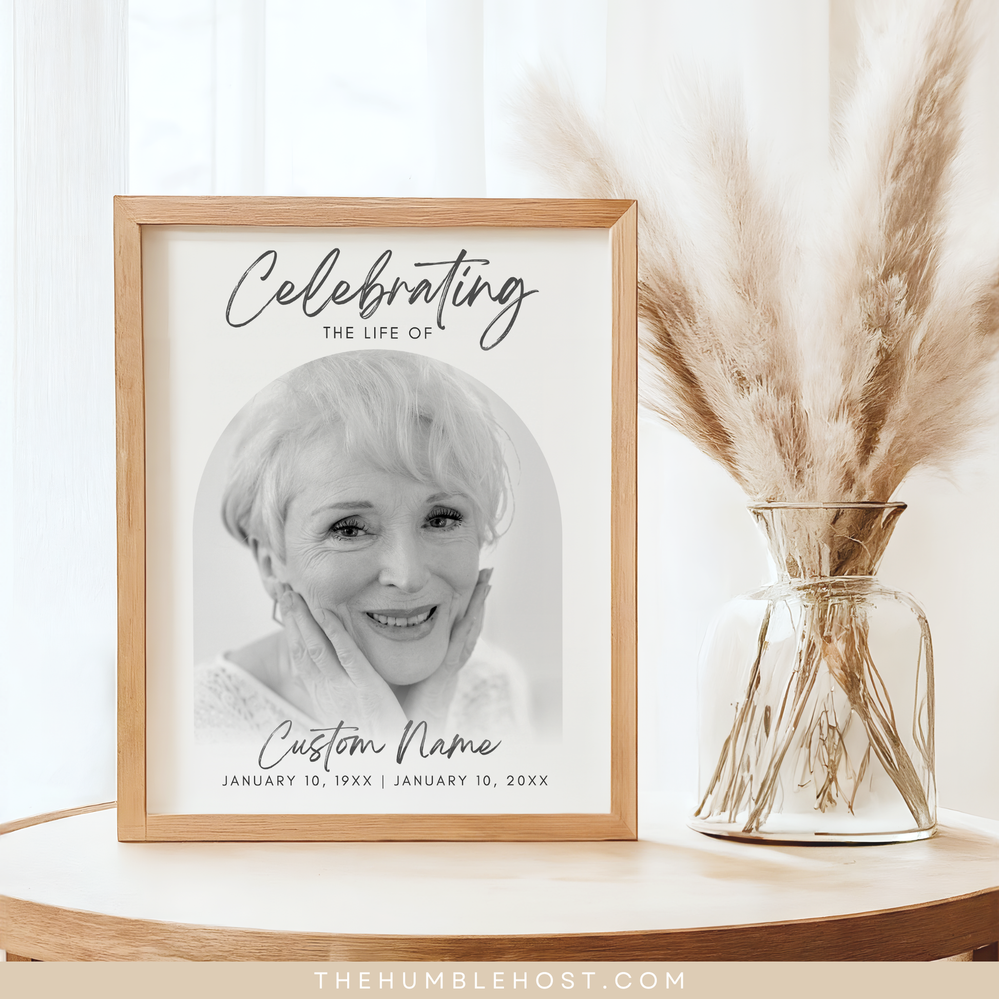 Funeral Memorial Sign, Celebration of Life Poster, In Loving Memory Sign, Funeral Welcome Sign, Memorial Sign, Editable Template, Printable, funeral sign, in loving memory, memorial welcome, minimalist funeral, modern minimalist, photo welcome sign