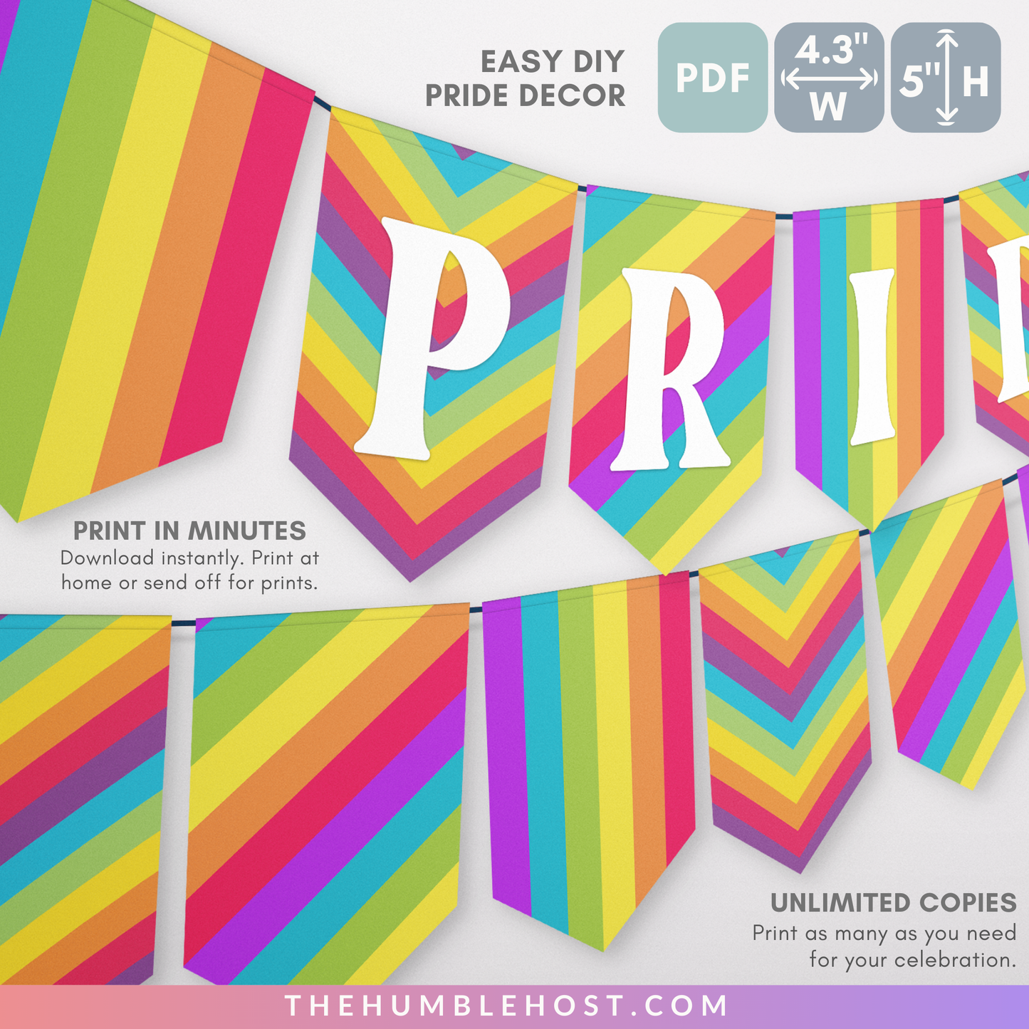 Pride Flag Banner, Printable LGBTQ+ Pride Month Decor, Editable Pride Party Banner, Custom Gay Pride Rainbow Flag Banner Template, DIY Pride, diy party, pride decorations, pride parade decor, pride month banner, pride house banner, inclusive pride