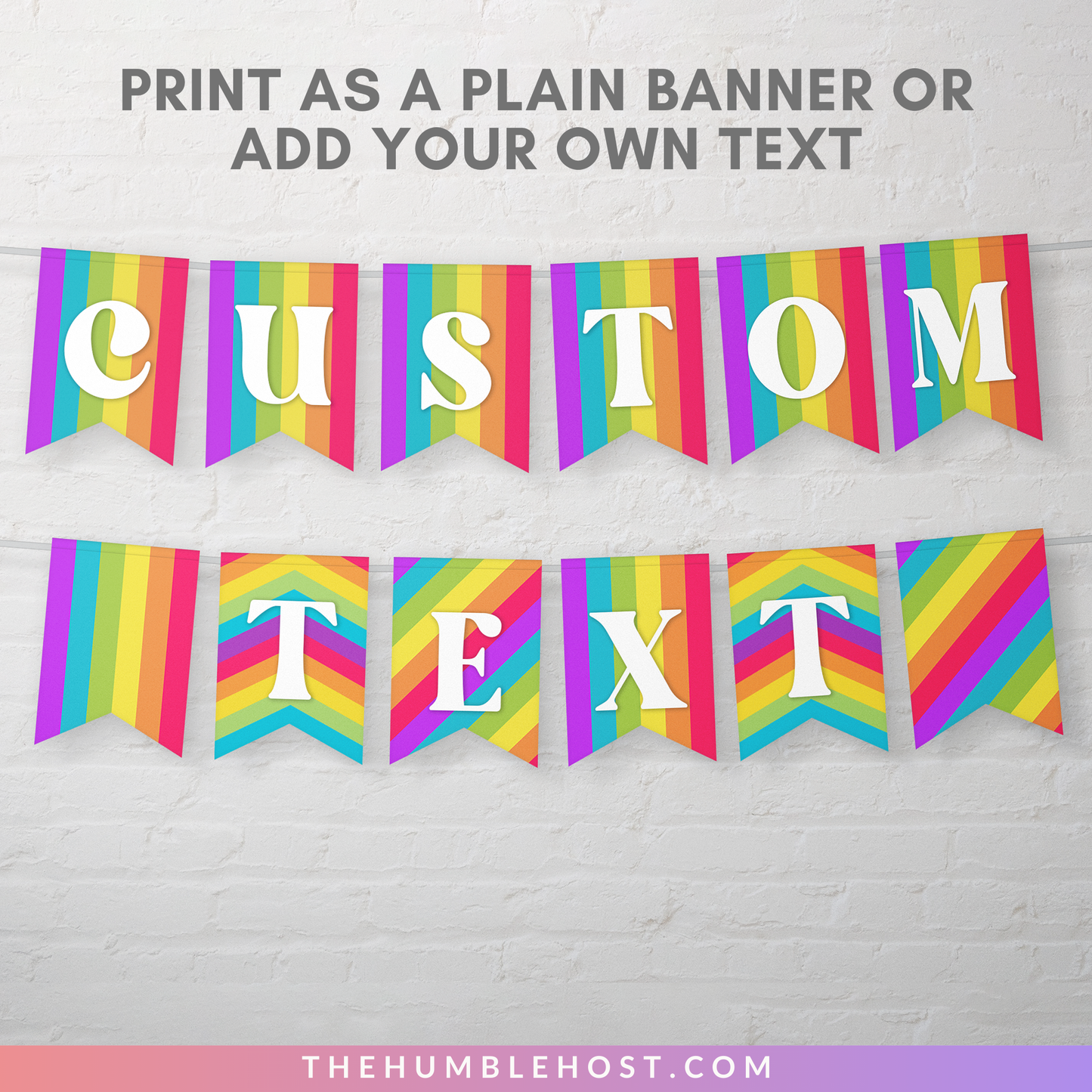 Pride Flag Banner, Printable LGBTQ+ Pride Month Decor, Editable Pride Party Banner, Custom Gay Pride Rainbow Flag Banner Template, DIY Pride, diy party, pride decorations, pride parade decor, pride month banner, pride house banner, inclusive pride