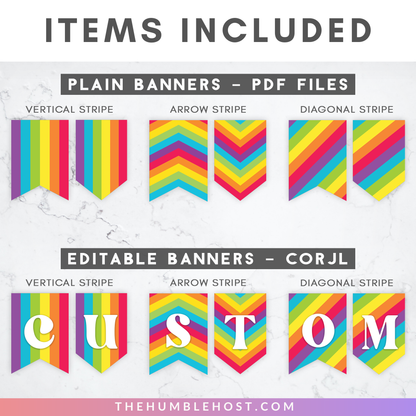 Pride Flag Banner, Printable LGBTQ+ Pride Month Decor, Editable Pride Party Banner, Custom Gay Pride Rainbow Flag Banner Template, DIY Pride, diy party, pride decorations, pride parade decor, pride month banner, pride house banner, inclusive pride