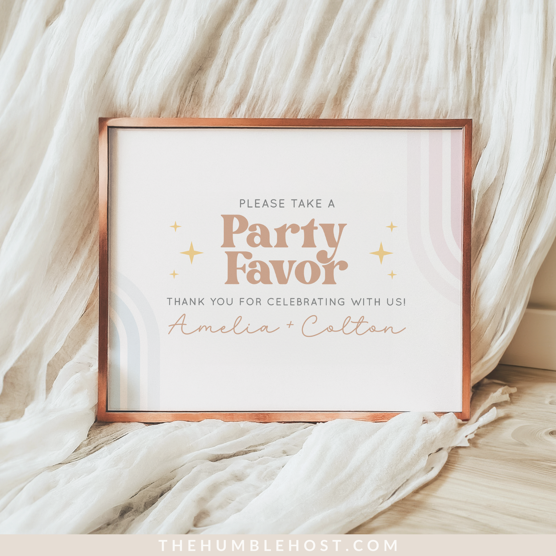 Retro Gender Reveal Table Signs, Printable Party Sign Editable Template, Boho Gender Reveal Shower Sign, He Or She, Retro Rainbow Pink Blue, custom sign, gender reveal sign, custom table signs, editable signs, gender neutral, diy gender reveal party
