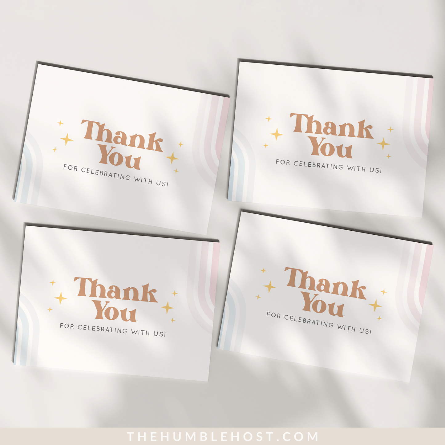 Retro Gender Reveal Thank You Cards, Editable Template, Landscape, Portrait, Printable Gender Reveal, Shower, baby shower card, boho baby shower, boho thank you card template, favor card, retro gender reveal, retro rainbow, baby shower thank you card