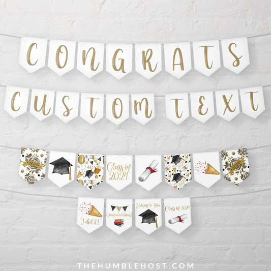 Custom Graduation Banner, Grad Party Decor, Personalized Bunting Editable Template, High School College Colors, diy decorations, grad party graduation, high school, ideas, sign garland, class of