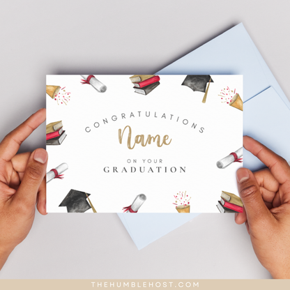 Graduation Card, Congratulations, Personalized Graduation School Card, Custom Greeting Card Editable Template, personalized gift, card template, college grad, degree, for her, for him, proud of you card, university grad, high school grad, class of