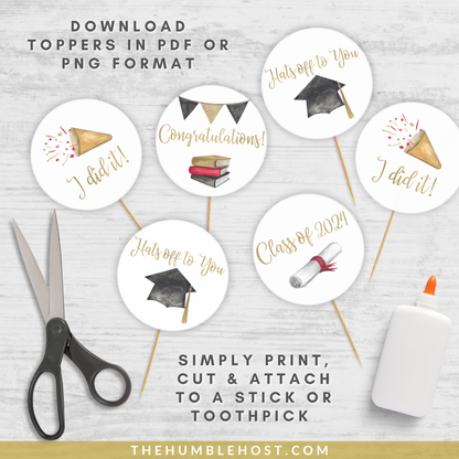 Graduation Cupcake Toppers and Cupcake Wrappers, Class of , Watercolor Printable Party Bundle, Grad Party Set, graduation, graduation cupcake, graduation decor, graduation favors, graduation gift, graduation ideas, graduation party Decor