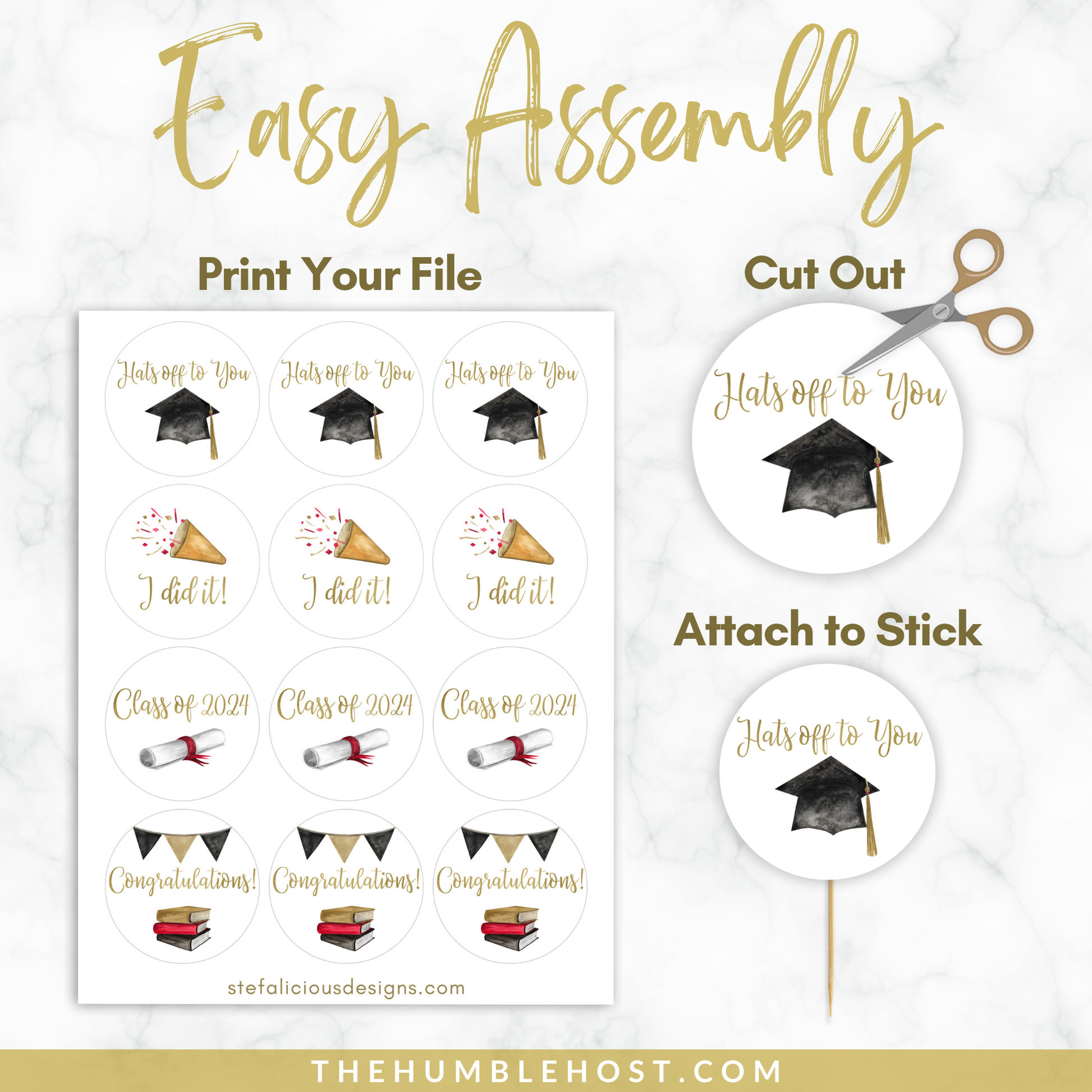 Graduation Cupcake Toppers and Cupcake Wrappers, Class of , Watercolor Printable Party Bundle, Grad Party Set, graduation, graduation cupcake, graduation decor, graduation favors, graduation gift, graduation ideas, graduation party Decor