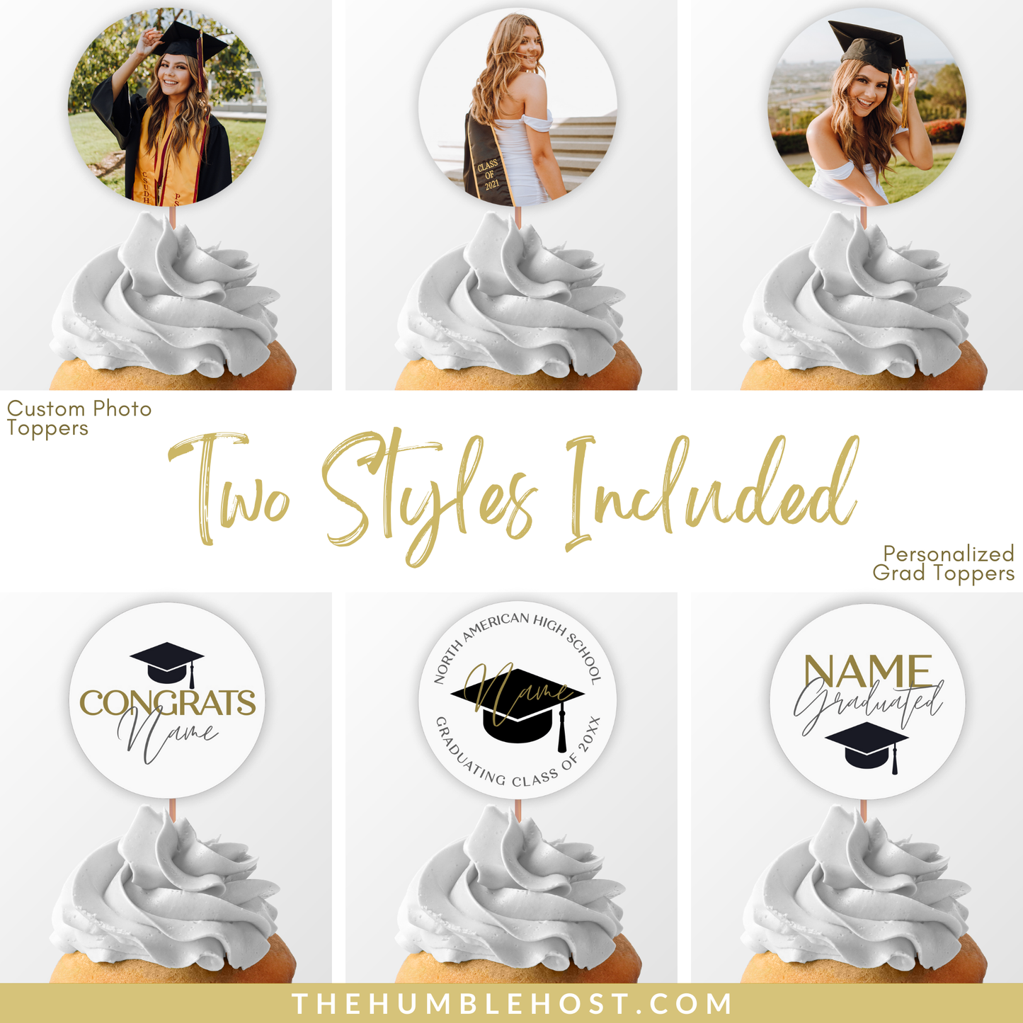 Graduation Cupcake Toppers, Class of , Editable Template Custom Photo Custom Name, Minimalist Graduation Party Decorations, graduation, cricut template, party decor, graduation decor, graduation favors, graduation name, high school grad