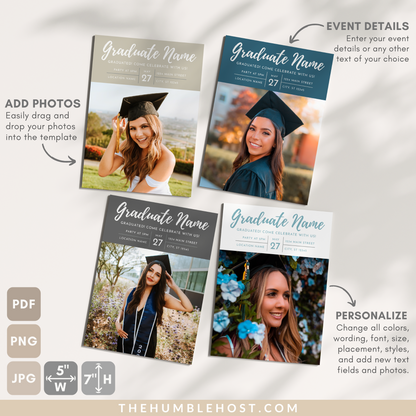 Graduation Invitation Template, Senior Graduate Announcement Template, Modern Graduation Announcement, Graduation Party Template, college graduation, editable invitation, graduation invite, high school grad, modern minimalist, photo invitation