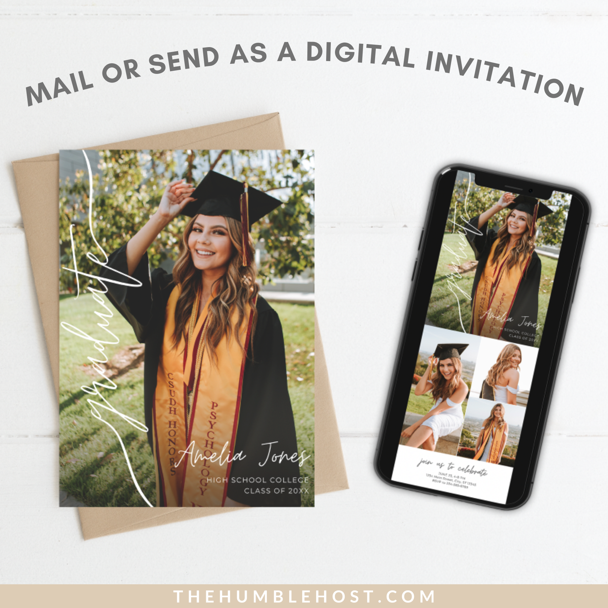 Graduation Invitation Template, Senior Graduate Announcement Template, Modern Graduation Announcement, Graduation Party Template, college graduation, editable invitation, graduation invite, high school grad, modern minimalist, photo invitation