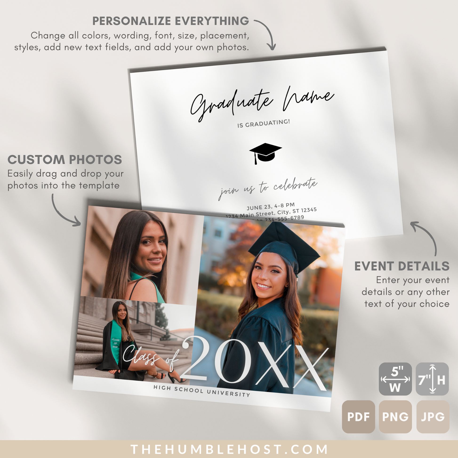 Graduation Invitation Template, Senior Graduate Announcement Template, Modern Graduation Announcement, Graduation Party Template, college graduation, editable invitation, graduation invite, high school grad, modern minimalist, photo invitation