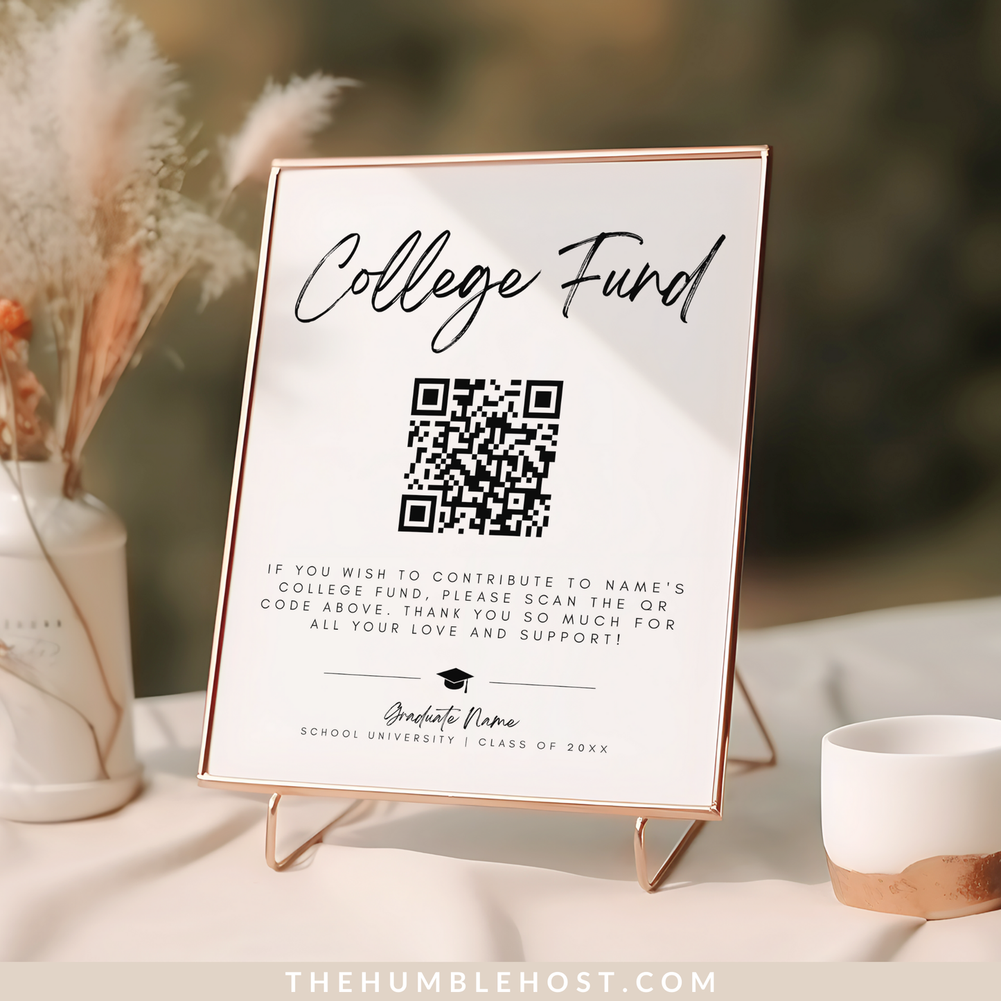 QR Code College Fund Graduation Sign, Minimalist Graduation College Fund Template, Editable Graduation Party Decor, Graduation Colors, college fund qr code, grad party sign, high school grad, paypal qr code, graduation payment sign, venmo qr code