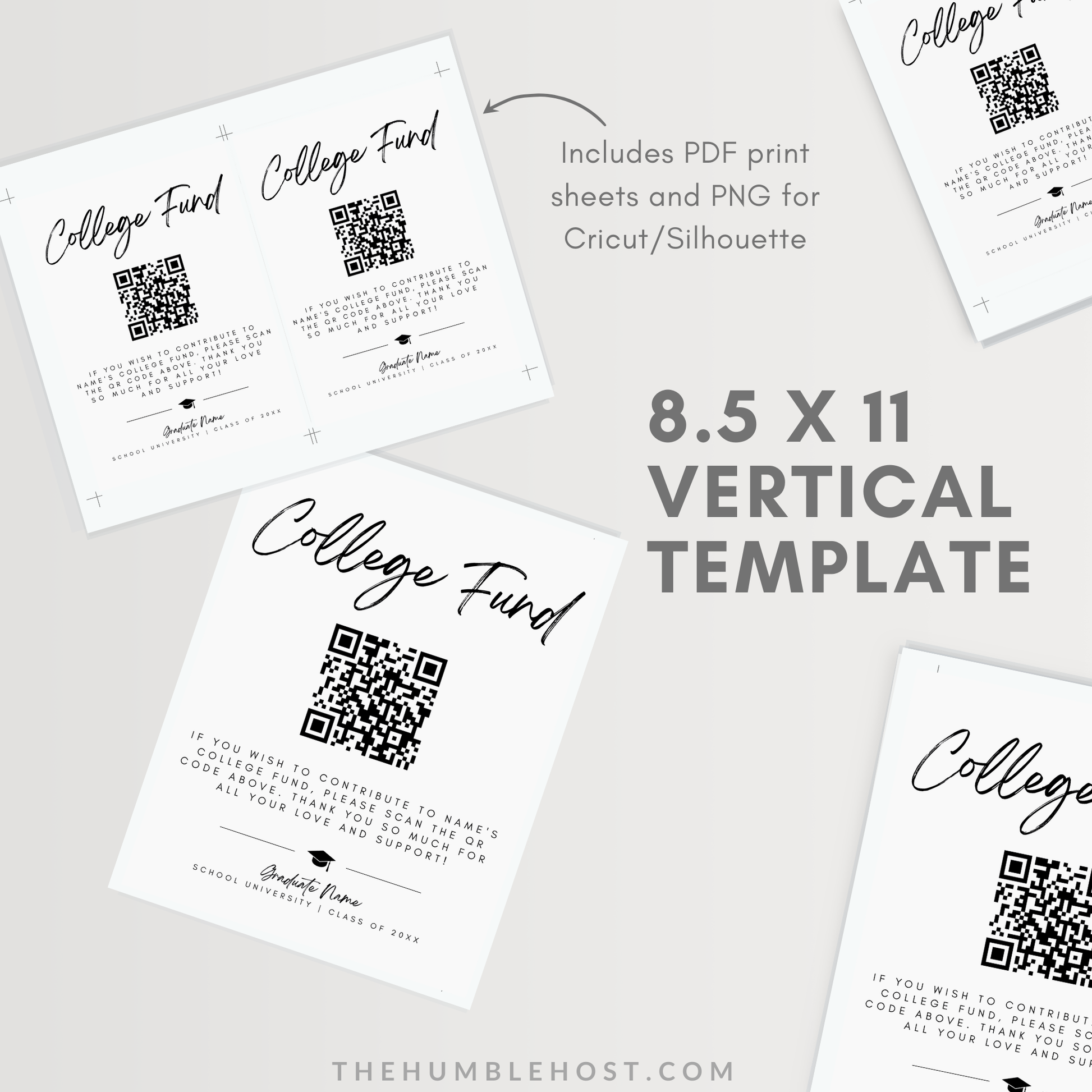 QR Code College Fund Graduation Sign, Minimalist Graduation College Fund Template, Editable Graduation Party Decor, Graduation Colors, college fund qr code, grad party sign, high school grad, paypal qr code, graduation payment sign, venmo qr code