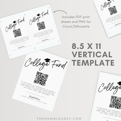 QR Code College Fund Graduation Sign, Minimalist Graduation College Fund Template, Editable Graduation Party Decor, Graduation Colors, college fund qr code, grad party sign, high school grad, paypal qr code, graduation payment sign, venmo qr code