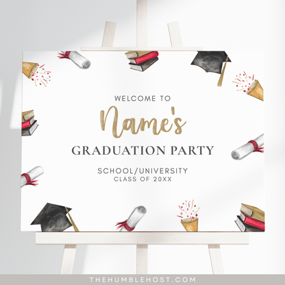 Graduation Party Welcome Sign Template, Custom Graduation Welcome Poster, Personalized Minimalist Editable Template, college graduation, grad party welcome, graduation poster, minimal welcome sign, modern minimalist, graduation decor, class of