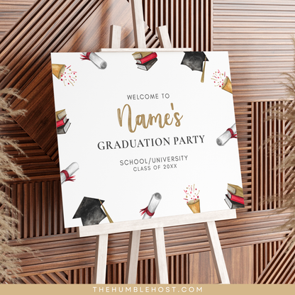 Graduation Party Welcome Sign Template, Custom Graduation Welcome Poster, Personalized Minimalist Editable Template, college graduation, grad party welcome, graduation poster, minimal welcome sign, modern minimalist, graduation decor, class of