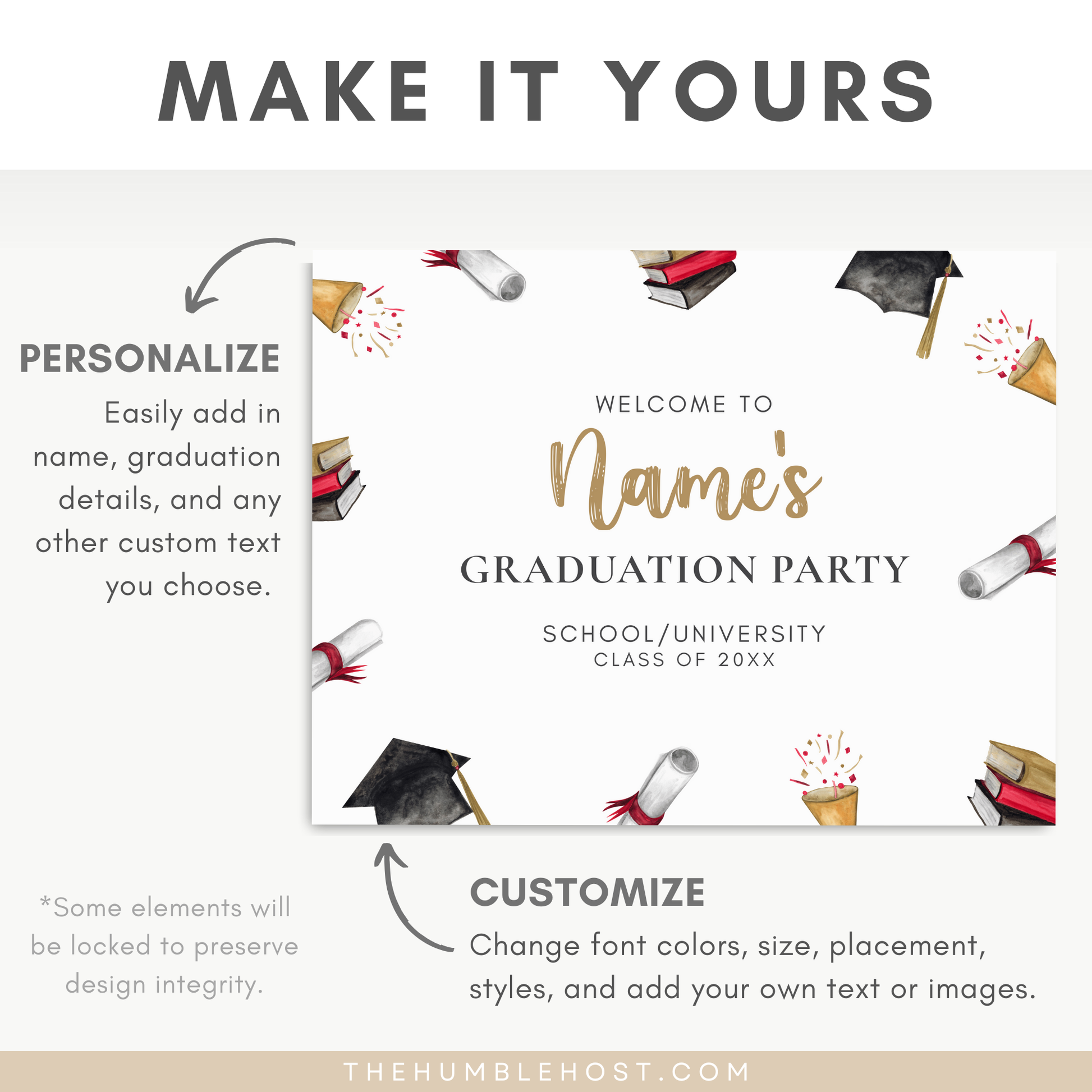 Graduation Party Welcome Sign Template, Custom Graduation Welcome Poster, Personalized Minimalist Editable Template, college graduation, grad party welcome, graduation poster, minimal welcome sign, modern minimalist, graduation decor, class of