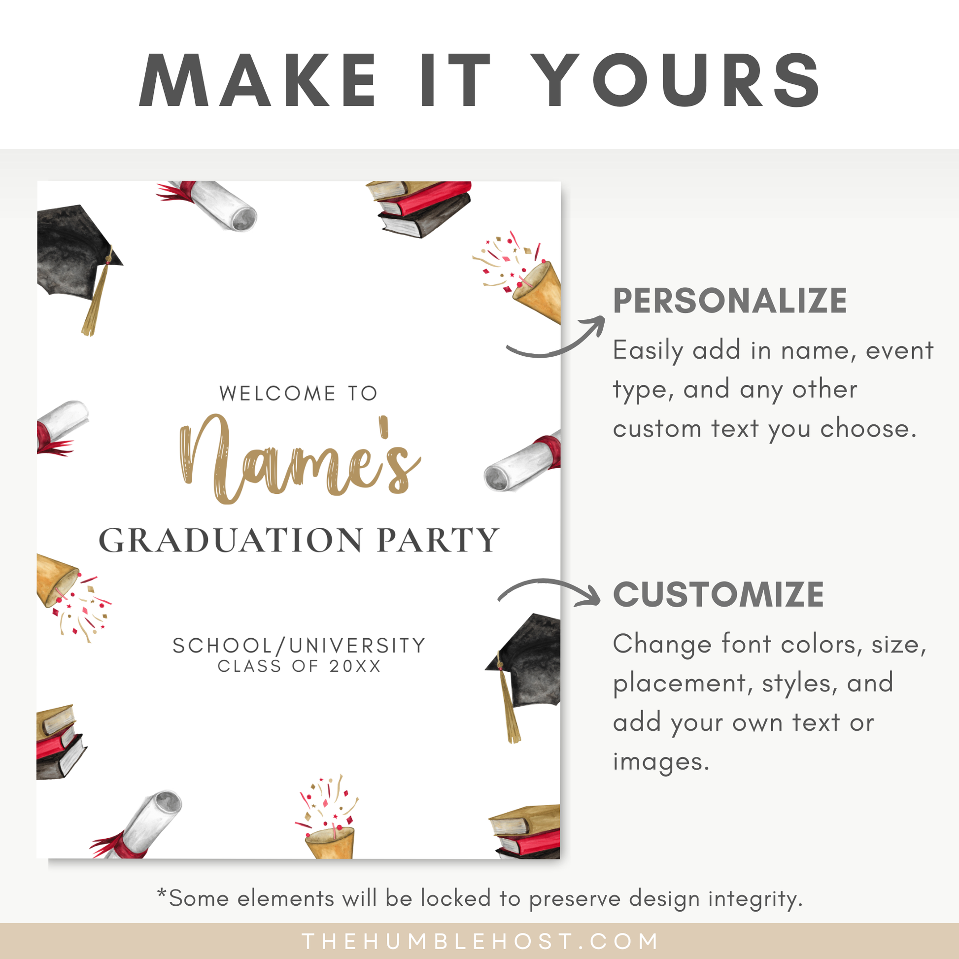 Graduation Party Welcome Sign Template, Custom Graduation Welcome Poster, Personalized Minimalist Editable Template, college graduation, grad party welcome, graduation poster, minimal welcome sign, modern minimalist, graduation decor, class of