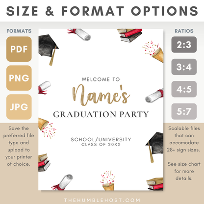 Graduation Party Welcome Sign Template, Custom Graduation Welcome Poster, Personalized Minimalist Editable Template, college graduation, grad party welcome, graduation poster, minimal welcome sign, modern minimalist, graduation decor, class of