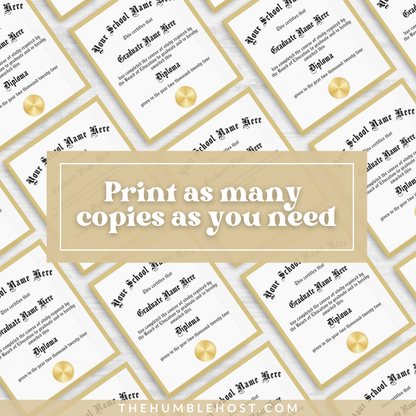 Personalized Graduation Cupcake Toppers, Custom Mini Diplomas, Graduation Party Decorations, Class of, graduation, custom party decor, graduation decor, graduation diploma template, graduation favors, graduation name, high school grad