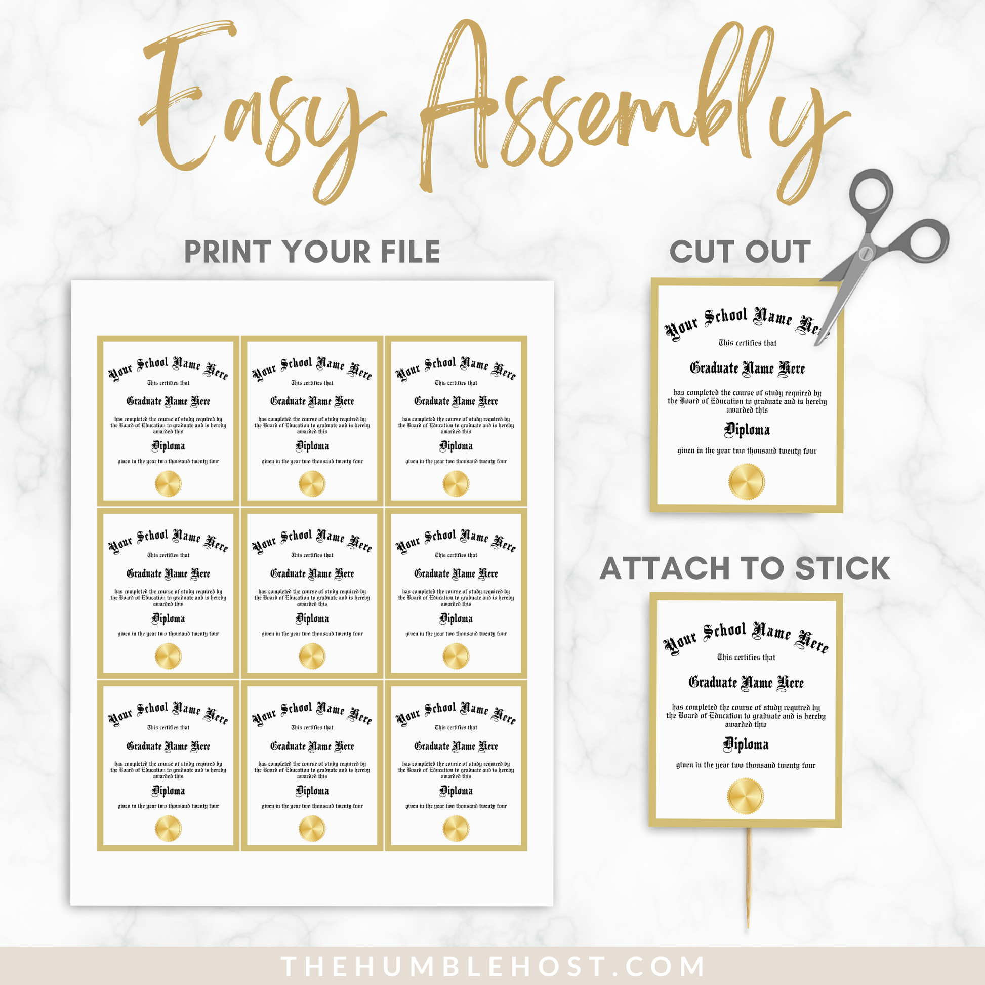 Personalized Graduation Cupcake Toppers, Custom Mini Diplomas, Graduation Party Decorations, Class of, graduation, custom party decor, graduation decor, graduation diploma template, graduation favors, graduation name, high school grad