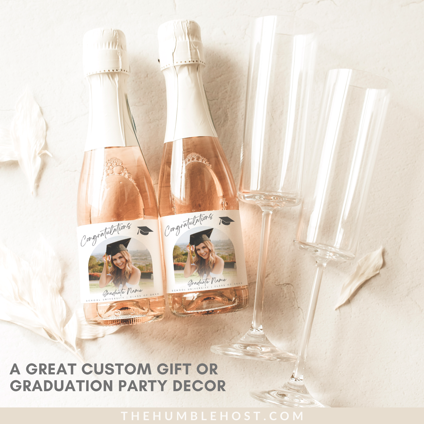 Graduation Mini Bottle Labels, Personalized Mini Wine Champagne Labels, Minimalist Editable Template, congrats grad, congratulations, custom gift, graduation gift, graduation party decor, custom photo label, mini wine label, graduation party favors