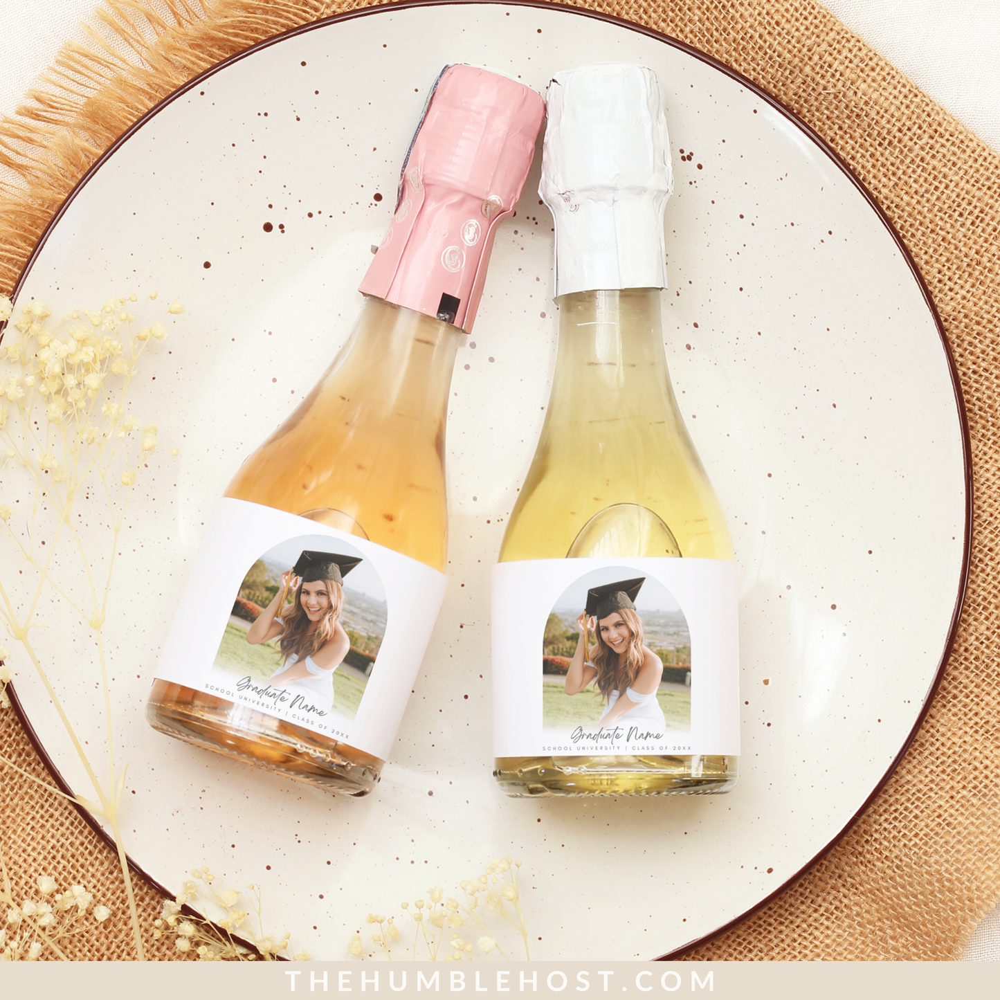 Graduation Mini Bottle Labels, Personalized Mini Wine Champagne Labels, Minimalist Editable Template, congrats grad, congratulations, custom gift, graduation gift, graduation party decor, custom photo label, mini wine label, graduation party favors