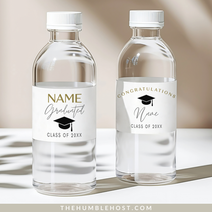 Graduation Water Bottle Labels, Graduation Party Editable Template, Waterproof Label, Class of, Printable Bottle Stickers, custom colors, custom party decor, cricut silhouette, custom bottle label, diy label template, water bottle wrapper minimalist