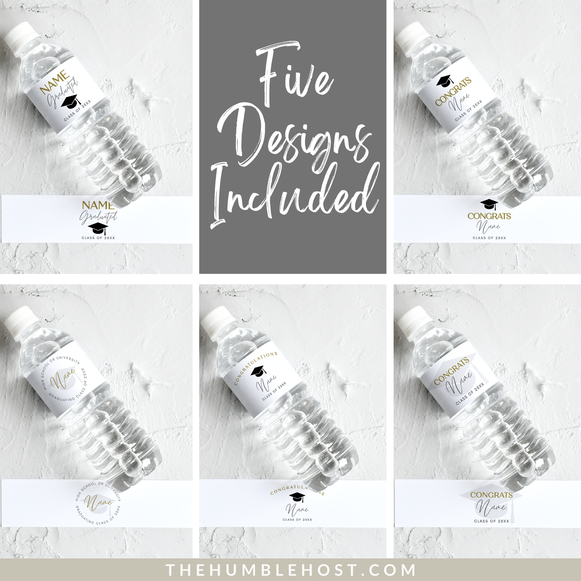 Graduation Water Bottle Labels, Graduation Party Editable Template, Waterproof Label, Class of, Printable Bottle Stickers, custom colors, custom party decor, cricut silhouette, custom bottle label, diy label template, water bottle wrapper minimalist