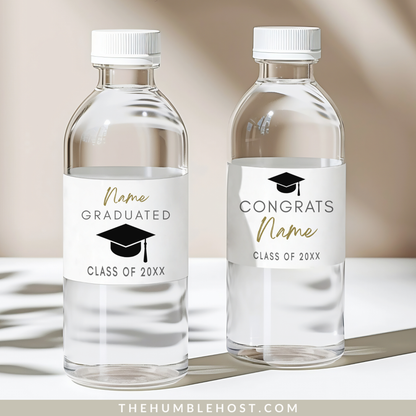 Graduation Water Bottle Labels, Graduation Party Editable Template, Waterproof Label, Class of, Printable Bottle Stickers, custom colors, custom party decor, cricut silhouette, custom bottle label, diy label template, water bottle wrapper minimalist