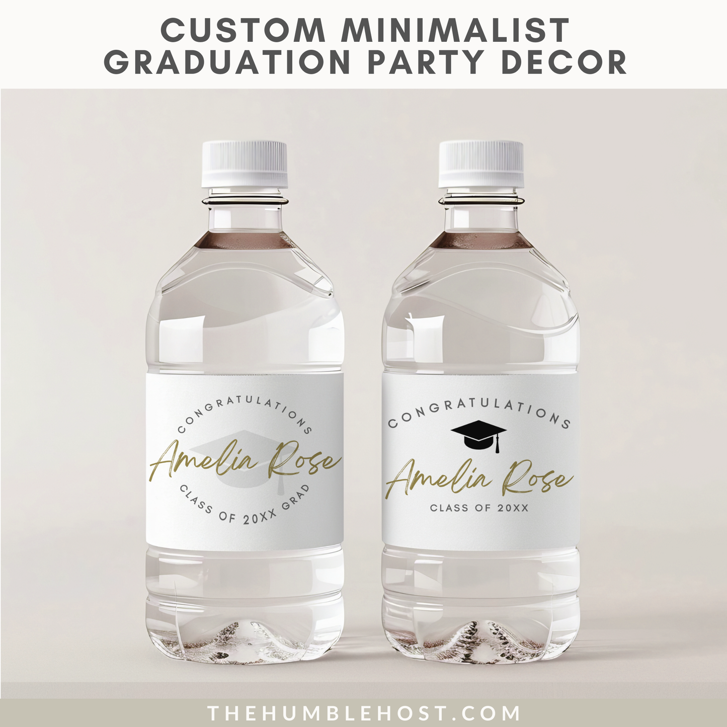 Graduation Water Bottle Labels, Graduation Party Editable Template, Waterproof Label, Class of, Printable Bottle Stickers, custom colors, custom party decor, cricut silhouette, custom bottle label, diy label template, water bottle wrapper minimalist