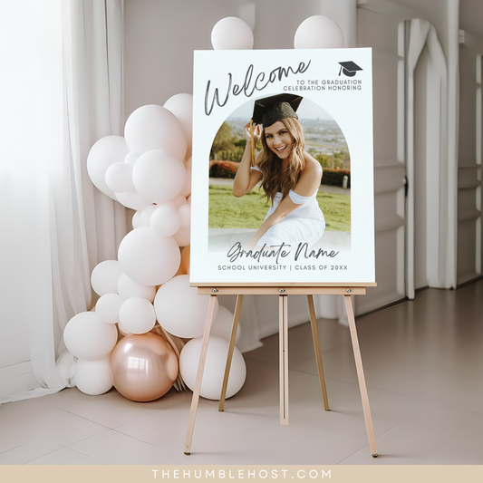 Graduation Party Welcome Sign Template, Photo Graduation Welcome Poster, Modern Minimalist Graduation Welcome, Editable Template Download, college graduation, grad party welcome, graduation poster, photo welcome sign, minimal welcome sign