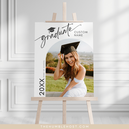 Graduation Party Welcome Sign Template, Photo Graduation Welcome Poster, Modern Minimalist Graduation Welcome, Grad Party Sign, Grad Party Decor, college graduation, grad party welcome, graduation poster, photo welcome sign, minimal welcome sign