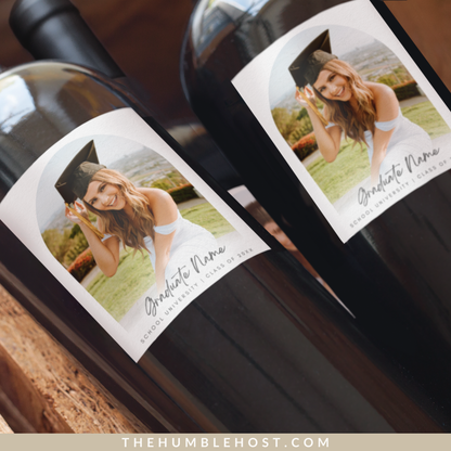 Graduation Wine Labels, Custom Champagne Labels, Gift for Grad, Graduation Party Favors, Graduation Gift, Custom Photo Editable Template, congrats grad, congratulations, custom gift, grad party decor, label with picture, personalized gift photo label