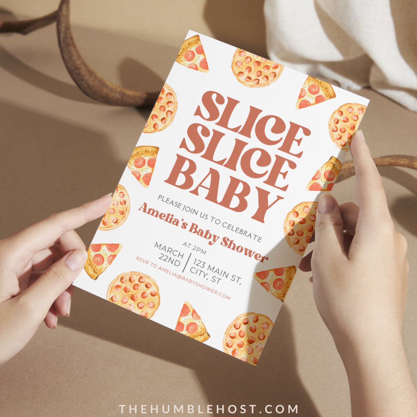 Slice Slice Baby Invitation, Pizza Baby Shower Invitation, Pizzeria Baby Sprinkle, Editable Pizza Baby Shower Invite, CoEd Baby Shower, books for baby, diaper raffle, gender neutral invitation template, pizza printable invitation, pizza shower