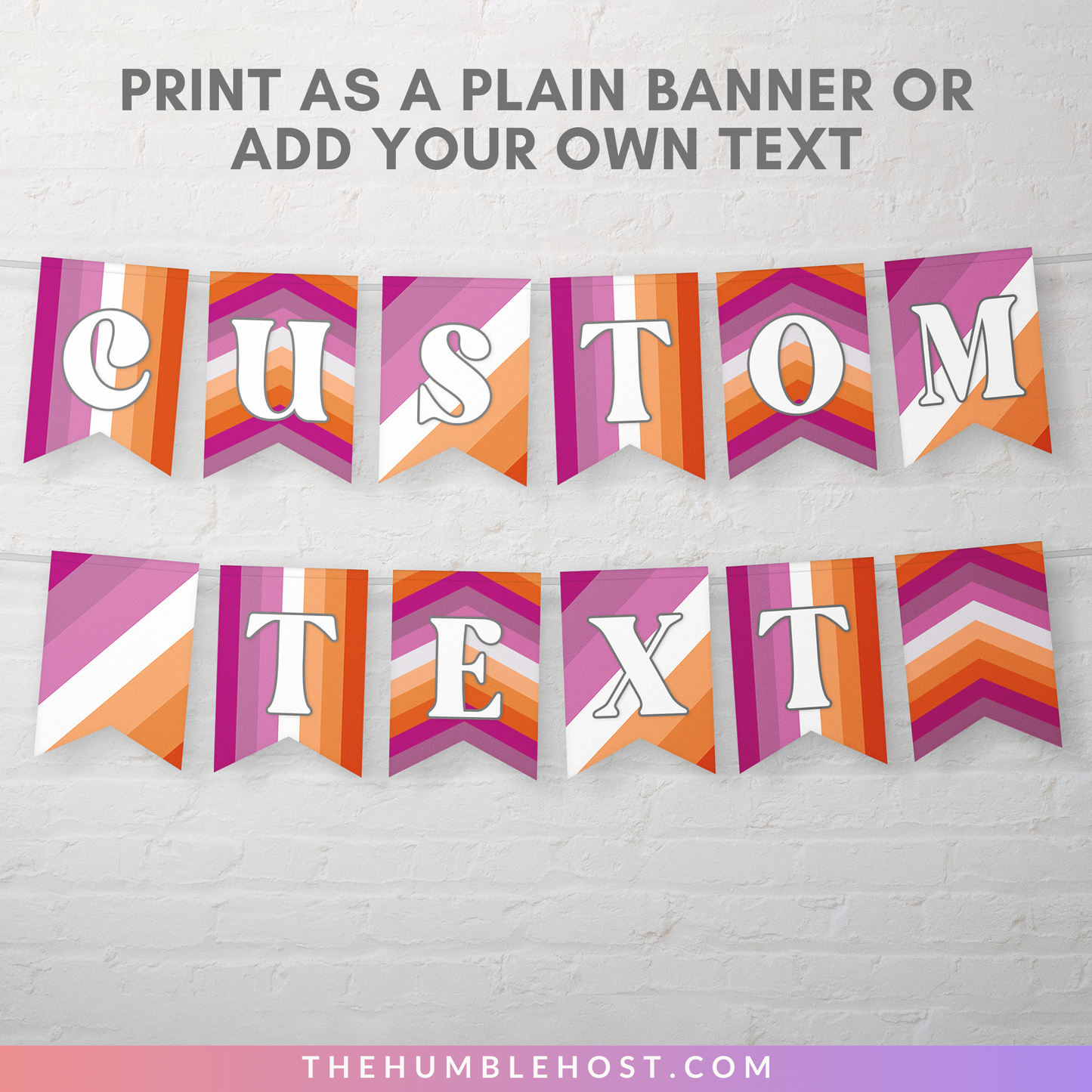 Lesbian Pride Banner, Printable LGBTQ Pride Month Decor, Pride Party Decor Editable Template, Custom Text Lesbian Day Of Awareness Banner, diy party decor, lesbian pride flag, pride flag banner, inclusive pride, pride month banner lesbian pride decor